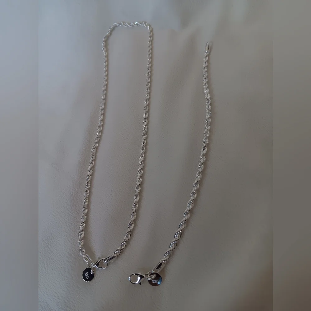 Necklace set bracelet Sterling Silver 925 Stampedqĺ